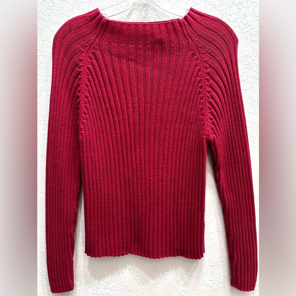 Women’s byDesign Red Ribbed Mock Neck Knit Sweater Size M